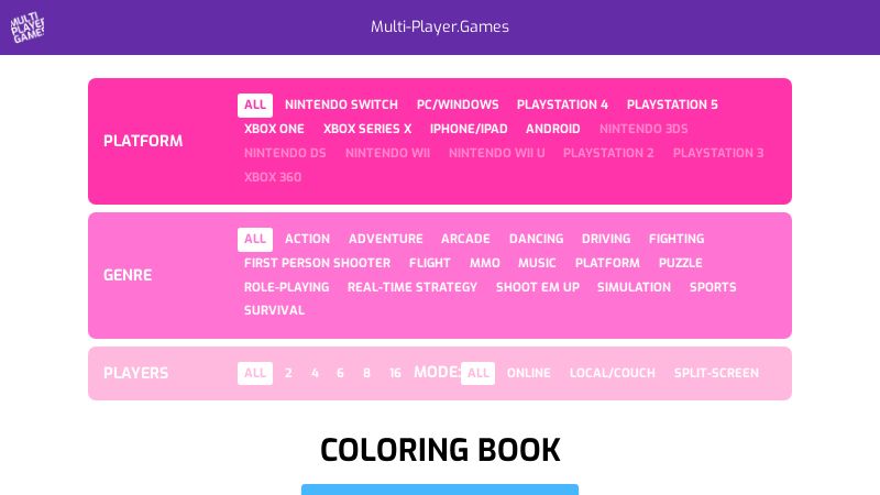 Download Coloring Book For Nintendo Switch Multi Player Games