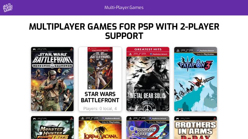 Multiplayer games for PSP –
