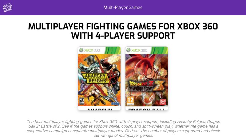 Multiplayer games for Xbox 360 with 4-player support –